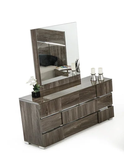 32' Grey Lacquer Mdf Steel And Veneer Dresser By Homeroots Off-the-shoulder Chic Trendy