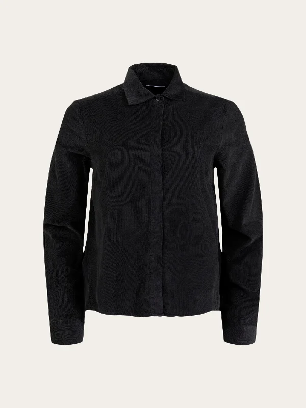 A-shape Corduroy shirt - Black Jet-- Beaded Sequined Faux Fur