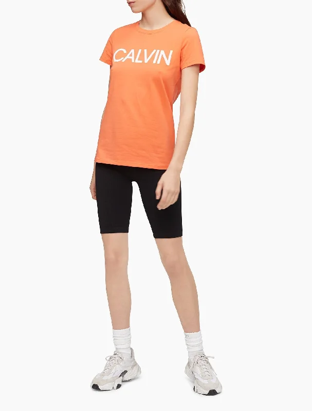Calvin Klein Performance Logo Crewneck T-Shirt - Women-- Chenille Fabric Brocade Fabric Lace Fabric Calvin Klein Performance Logo Crewneck T-Shirt - Women-- Chenille Fabric Brocade Fabric Lace Fabric