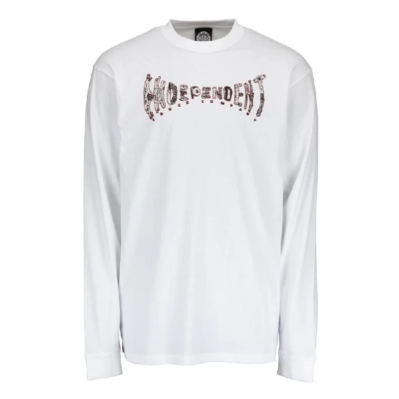Independent Longsleeve T-Shirt Genuine Parts L/S T-Shirt - White-- Ribbed Striped Patterned Independent Longsleeve T-Shirt Genuine Parts L/S T-Shirt - White-- Ribbed Striped Patterned