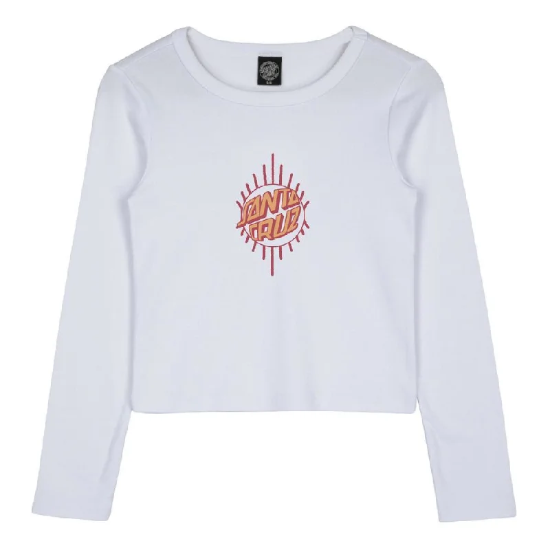 Santa Cruz Womens L/S T-Shirt Wonder Fisheye Front - White-- Boxy Fit Fitted Loose