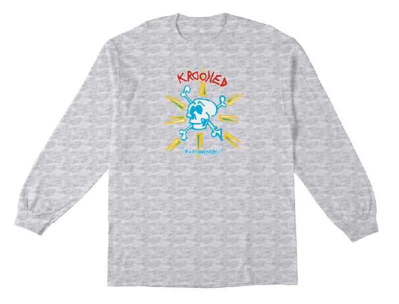 Krooked L/S T-Shirt Style - Ash / Multi-- Houndstooth Herringbone Solid