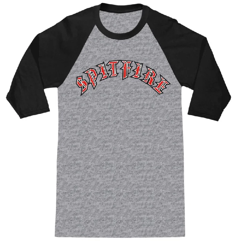 Spitfire 3/4 T-Shirt Old E Arch - Sport Grey / Black-- Mesh Blend Leather Blend Suede Blend Spitfire 3/4 T-Shirt Old E Arch - Sport Grey / Black-- Mesh Blend Leather Blend Suede Blend