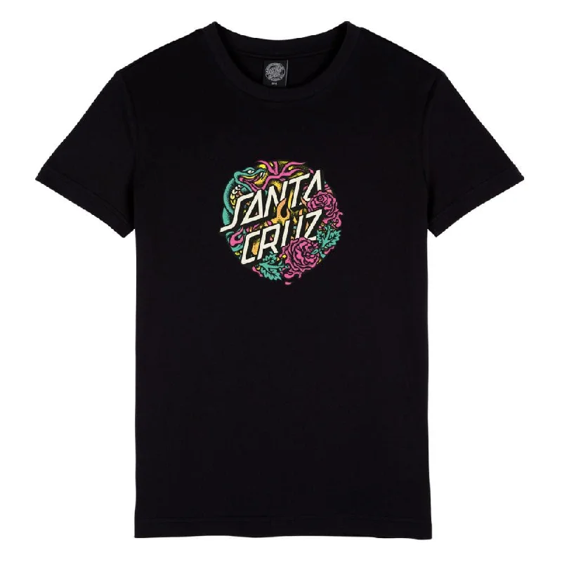 Santa Cruz Womens T-Shirt Dressen Snake Front - Black-- Asymmetrical Pockets Print