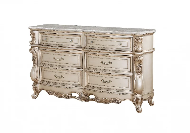 Antique White Wood Dresser Wmarble Top By Homeroots Tunics Top rated