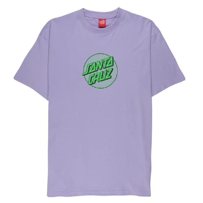Santa Cruz T-Shirt Wireframe Dot Front T-Shirt - Lavender-- Collared Crew Neck Turtle Neck