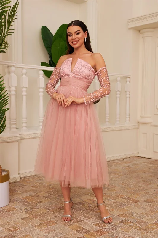 Angelino Powder Tulle Midi Engagement and Söz Dress Tunics Corduroy durable