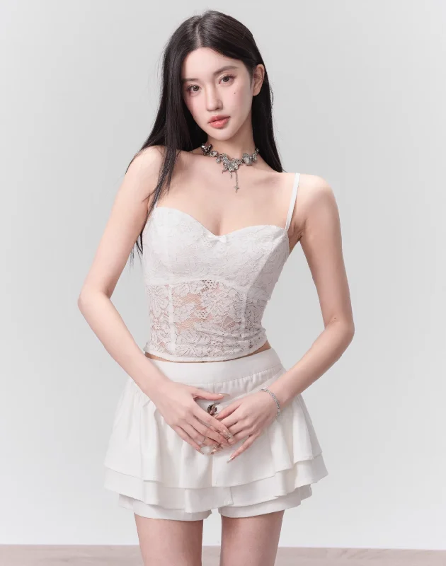 Hollow Lace Suspender Embroidered Shirt/Camisole/Culottes FRA0109-- Rayon Velvet Corduroy Hollow Lace Suspender Embroidered Shirt/Camisole/Culottes FRA0109-- Rayon Velvet Corduroy