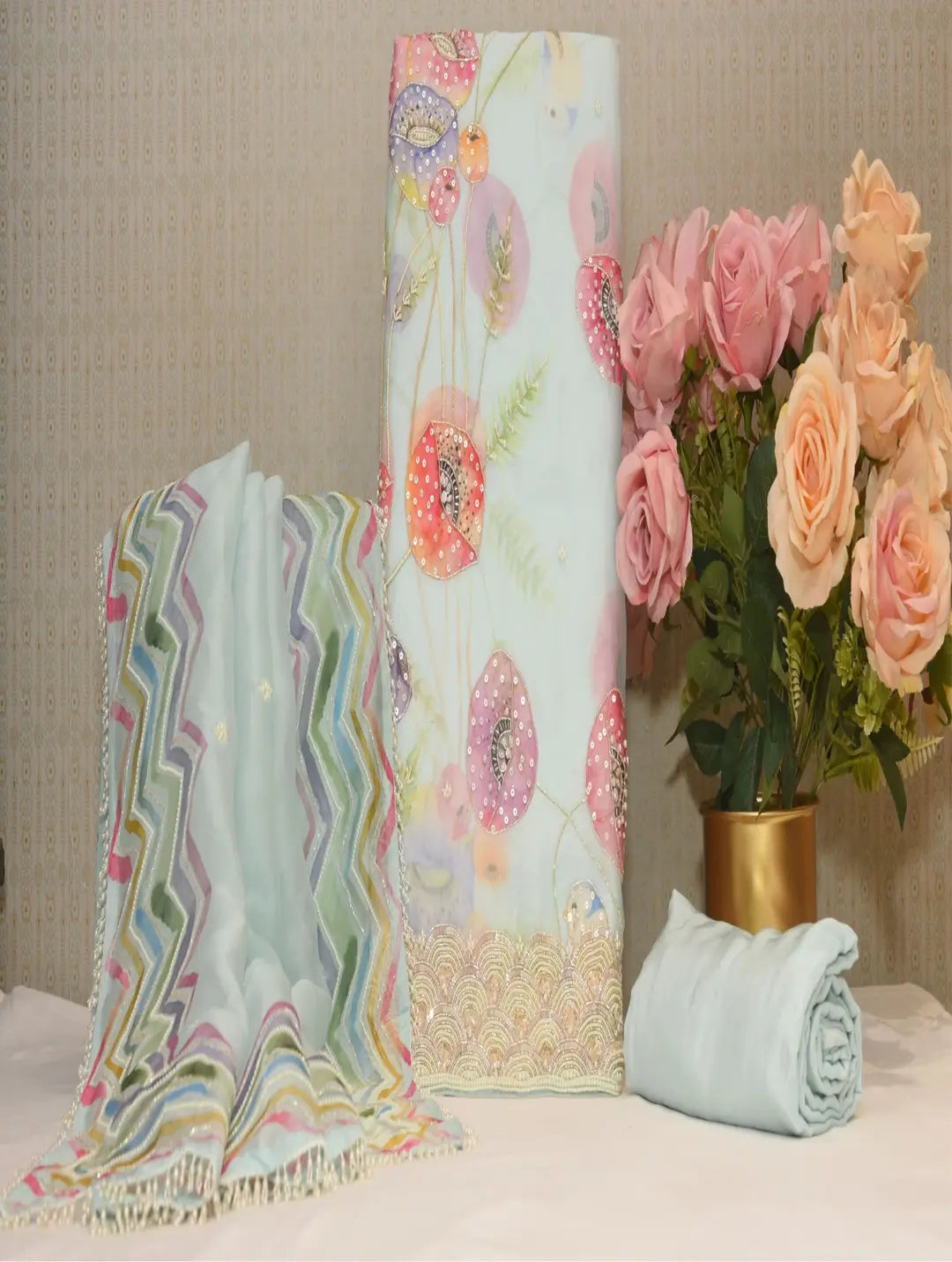 Light Blue Multicoloured Organza Dress Tunics Sophisticated sleek