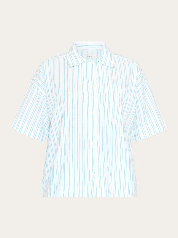 Pyjama short sleeved shirt - GOTS/Vegan - Blue stripe-- Rayon Fabric Velvet Fabric Corduroy Fabric Pyjama short sleeved shirt - GOTS/Vegan - Blue stripe-- Rayon Fabric Velvet Fabric Corduroy Fabric