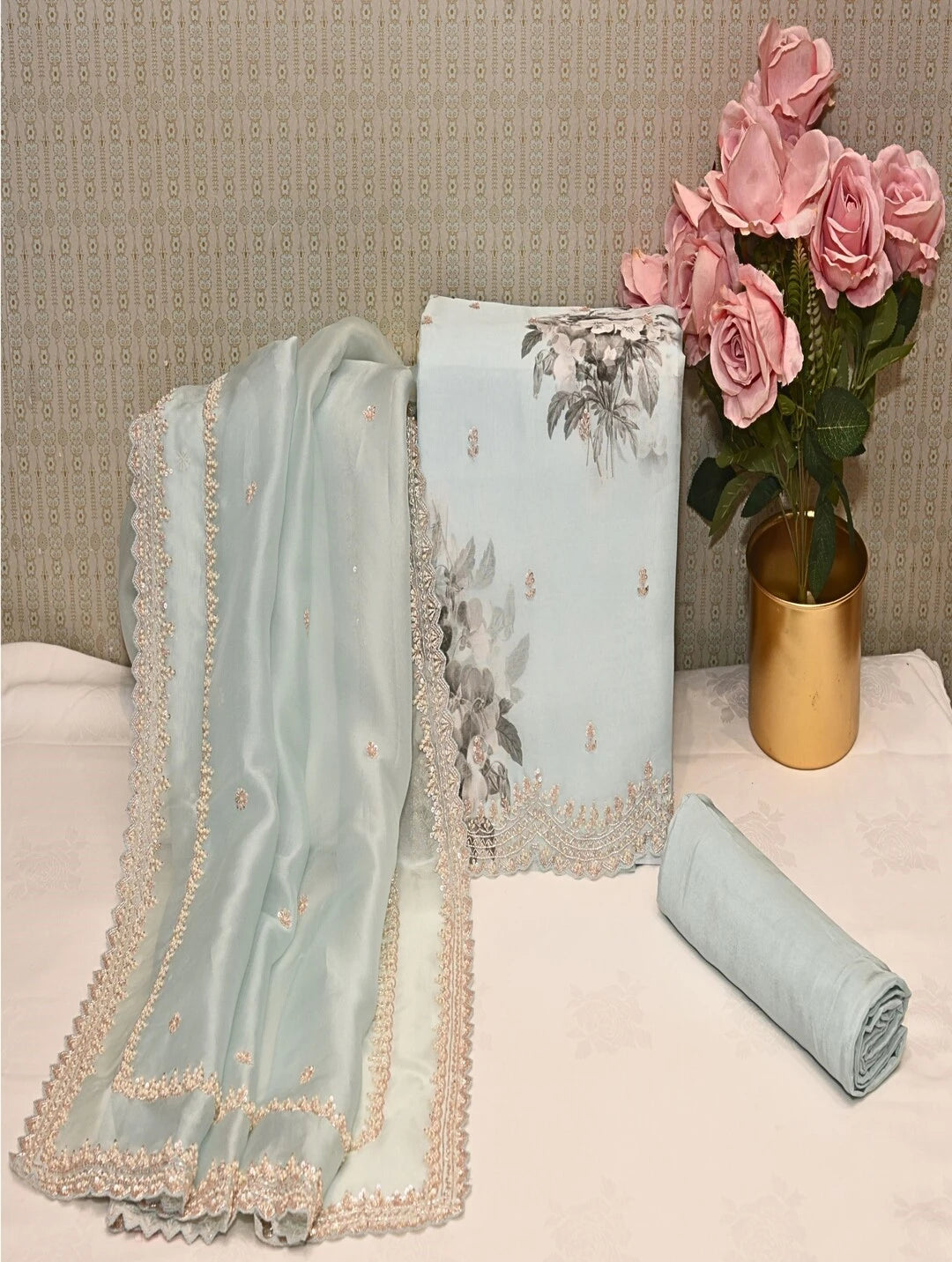 Ice Blue Organza Dress Tunics Versatile stylish