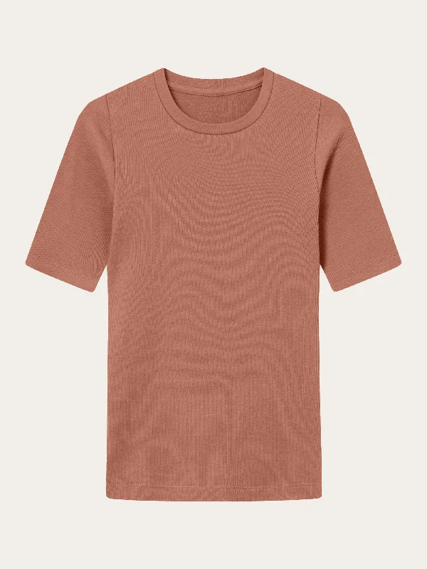 Rib t-shirt - Muted Clay-- Knit Fabric Woven Fabric Fleece Fabric