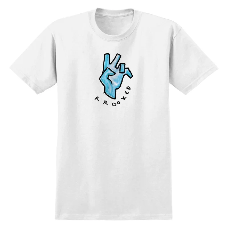 Krooked T-Shirt Handy - White / Blue / Black Print-- Zippered Front Buttoned Front Snap Front Krooked T-Shirt Handy - White / Blue / Black Print-- Zippered Front Buttoned Front Snap Front