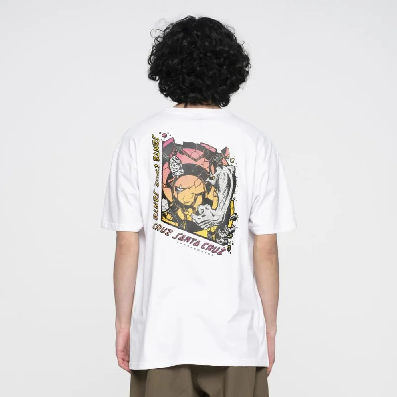 Santa Cruz T-Shirt Roskopp Break T-Shirt - White Acid Wash-- Chenille Brocade Lace