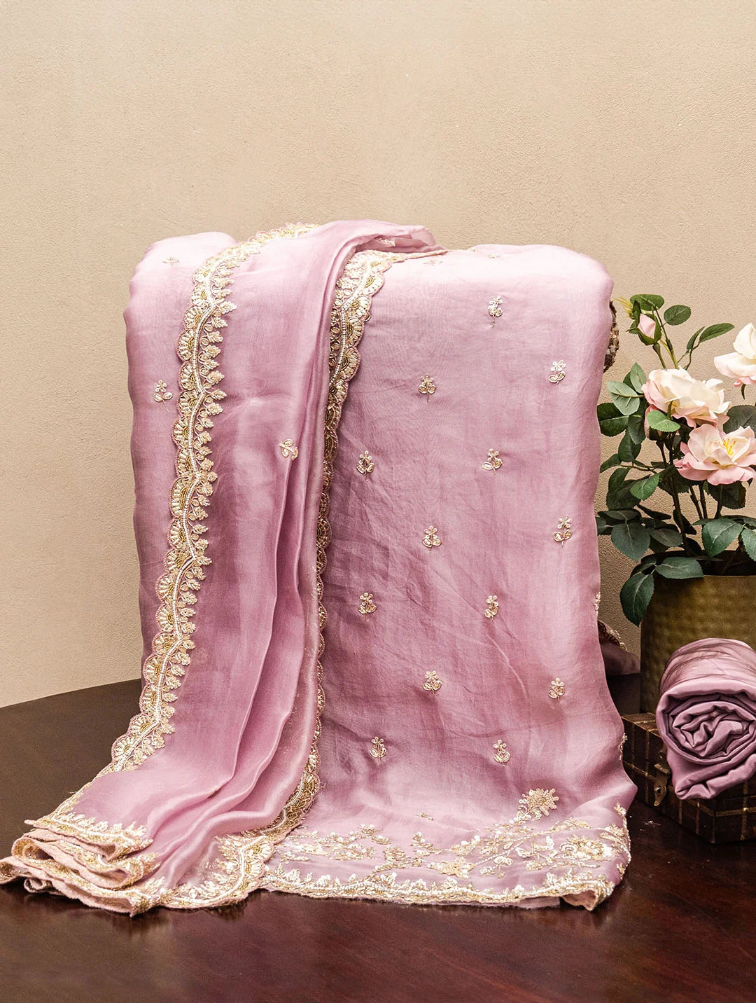 Lilac Organza Dress Material Tunics Stylish elegant