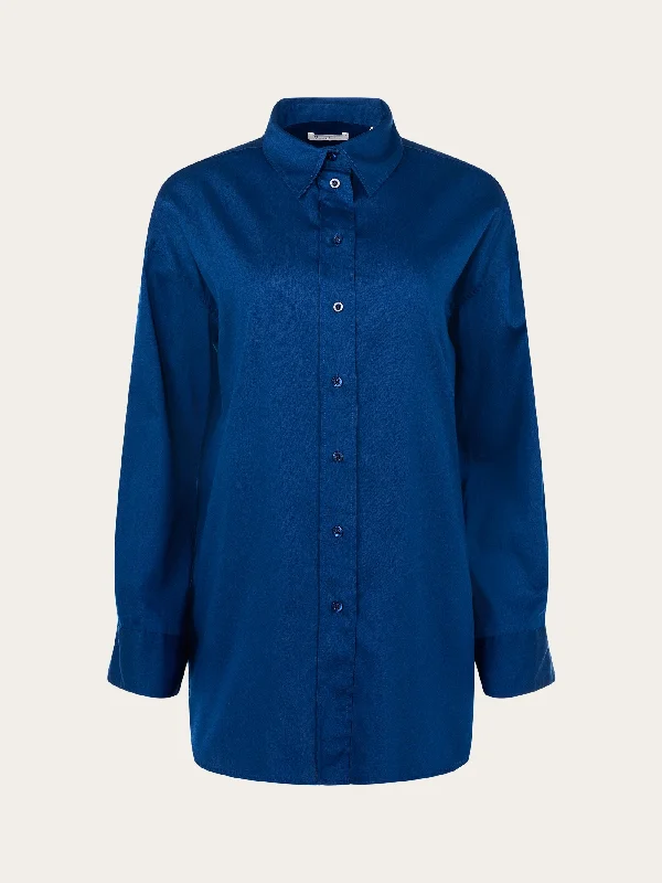 Cotton satin oversized long sleeved shirt - Limoges-- Modern Contemporary Chic