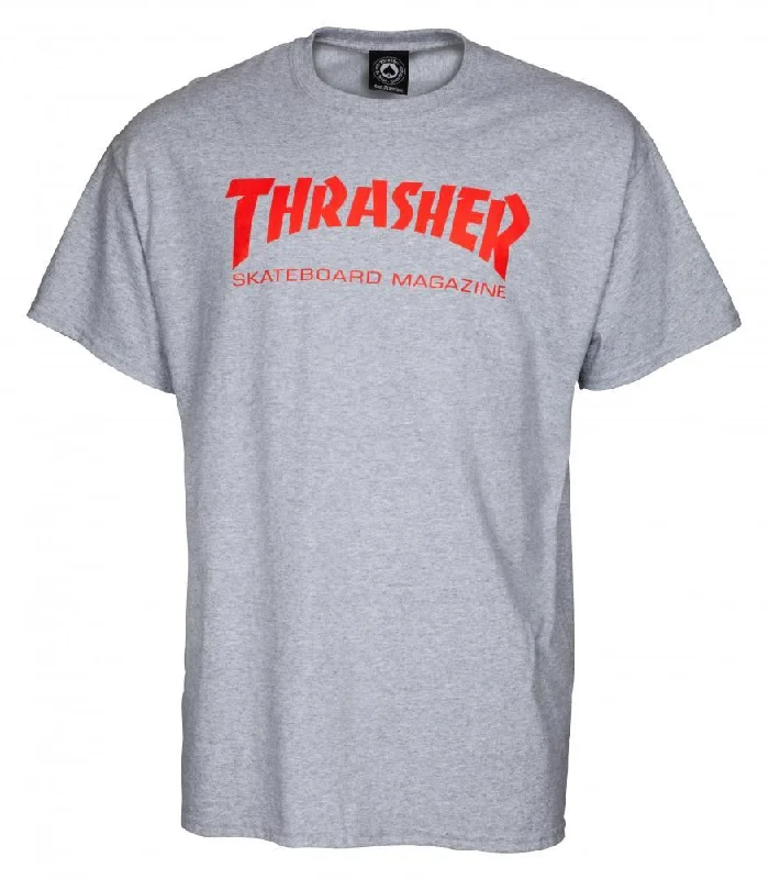 Thrasher T-Shirt Skate Mag - Grey / Red-- Terry Blend Velvet Blend Canvas Blend