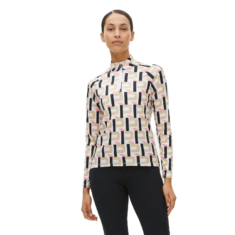 Rohnisch Addy Printed Womens Long Sleeve Golf Shirt-- Mesh Canvas Denim