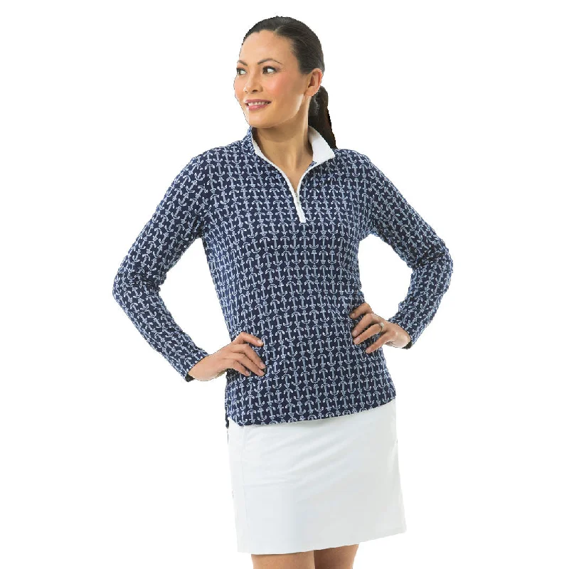 SanSoleil Solshine Printed Mock Womens Long Sleeve Sun Shirt-- Handmade Hand-knitted Hand-woven SanSoleil Solshine Printed Mock Womens Long Sleeve Sun Shirt-- Handmade Hand-knitted Hand-woven