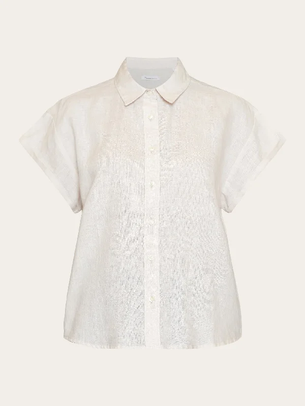 ASTER fold up short sleeve linen shirt - Light feather gray-- Collared Crew Neck Turtle Neck ASTER fold up short sleeve linen shirt - Light feather gray-- Collared Crew Neck Turtle Neck