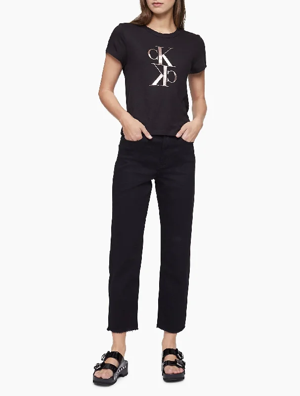 Calvin Klein Mirror Monogram Logo Baby T-Shirt - Women-- Nylon Fabric Polyester Fabric Spandex Fabric Calvin Klein Mirror Monogram Logo Baby T-Shirt - Women-- Nylon Fabric Polyester Fabric Spandex Fabric