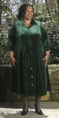 Button Front Princess Seam Dress Tunics Fleece cozy