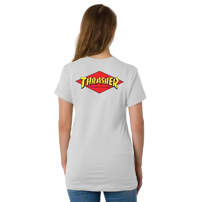 SCR x Thrasher Womens T-Shirt Thrasher Diamond - Vintage White-- Wool Fabric Cashmere Fabric Tweed Fabric SCR x Thrasher Womens T-Shirt Thrasher Diamond - Vintage White-- Wool Fabric Cashmere Fabric Tweed Fabric