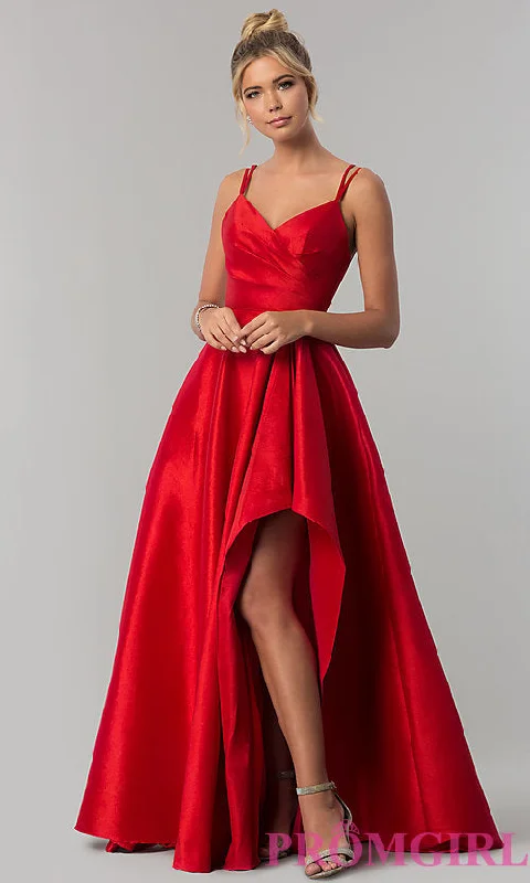 Long Alyce High-Low Taffeta Prom Dress with Slit Tunics Sophisticated sleek