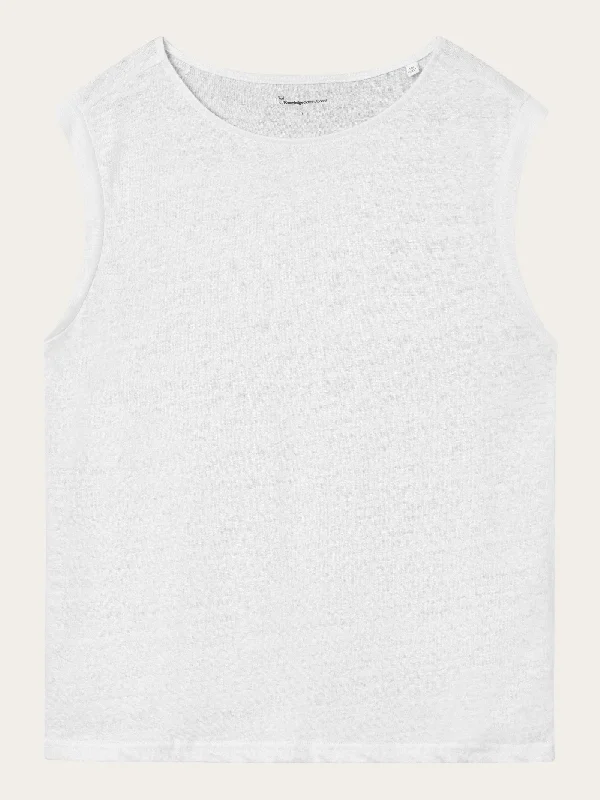 Loose fold up linen t-shirt - Bright White-- Solid Color Striped Floral