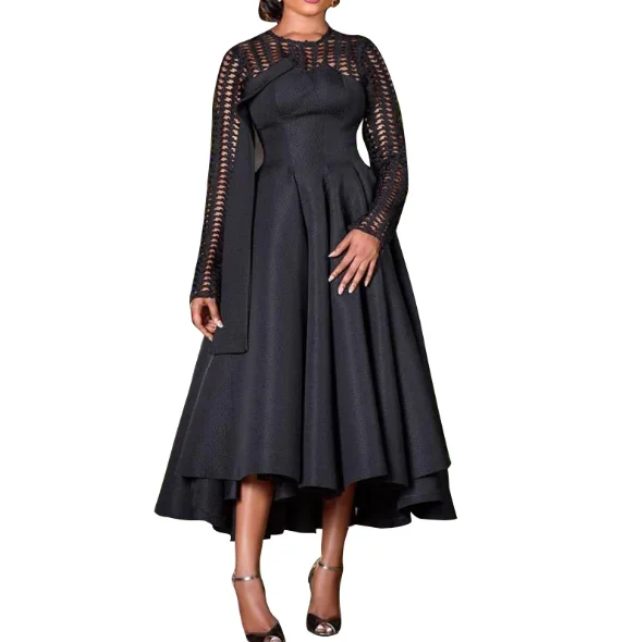 Autumn Elegant Black Round Neck Patchwork Grids Casual Lady Dresses Tunics Office stylish Autumn Elegant Black Round Neck Patchwork Grids Casual Lady Dresses Tunics Office stylish