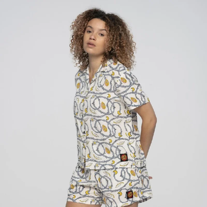 Santa Cruz Womens Shirt Barbed Repeat S/S Shirt - Barbed Repeat-- Mesh Blend Leather Blend Suede Blend Santa Cruz Womens Shirt Barbed Repeat S/S Shirt - Barbed Repeat-- Mesh Blend Leather Blend Suede Blend
