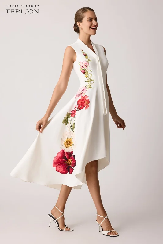 Crepe Floral Border Trim Dress Tunics Luxurious high-end