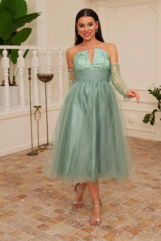 Angelino Çağla Tül Midi Engagement and Söz dress Tunics Lace romantic