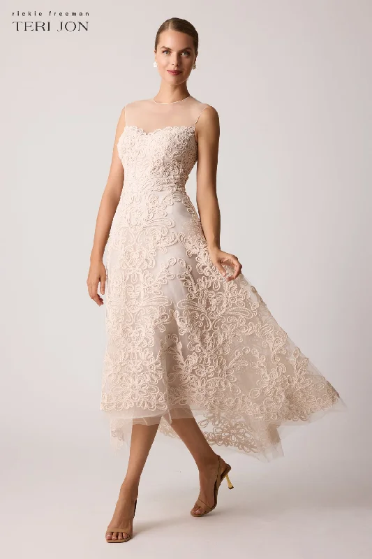 Macrame Tulle High Low Dress Tunics Evening elegant