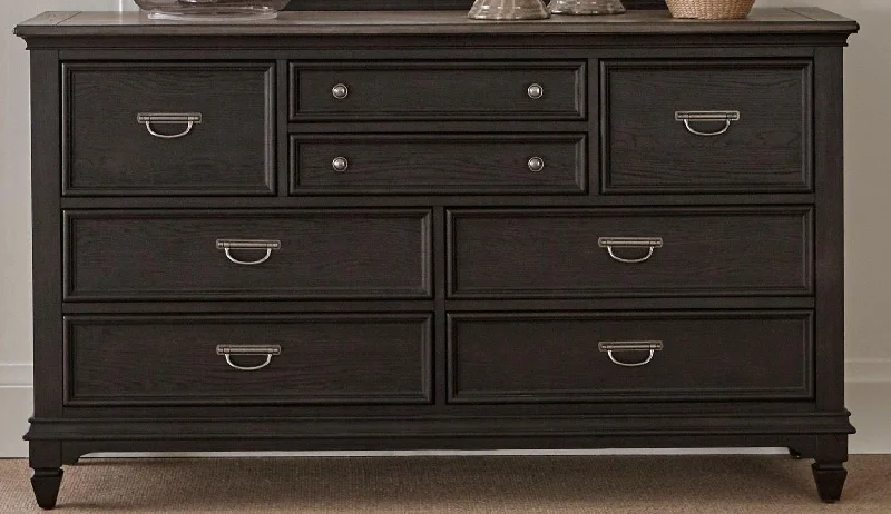 Liberty Furniture Allyson Park 8 Drawer Dresser in Wirebrushed Black Forest Tunics Polka dots