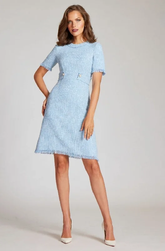 Boucle Tweed Short Sleeve Day Time Dress Casual Short Summer