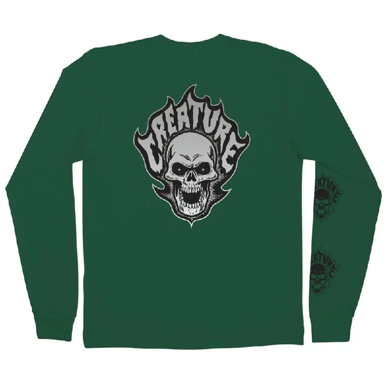 Creature L/S T-Shirt Bonehead Flame - Dark Green-- Chenille Fabric Brocade Fabric Lace Fabric Creature L/S T-Shirt Bonehead Flame - Dark Green-- Chenille Fabric Brocade Fabric Lace Fabric