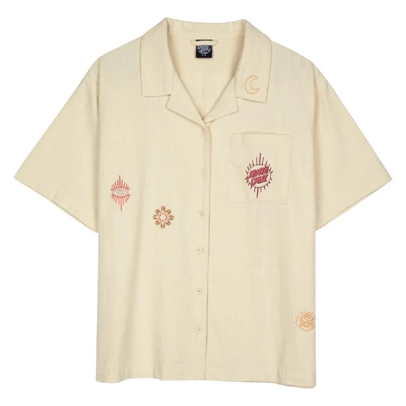 Santa Cruz Womens S/S Shirt Scatter - Off White-- Welt Pockets Slit Pockets