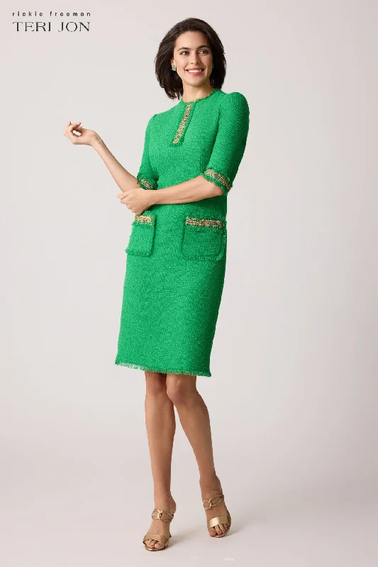 Boucle Trim Daytime Dress Tunics Hiking breathable