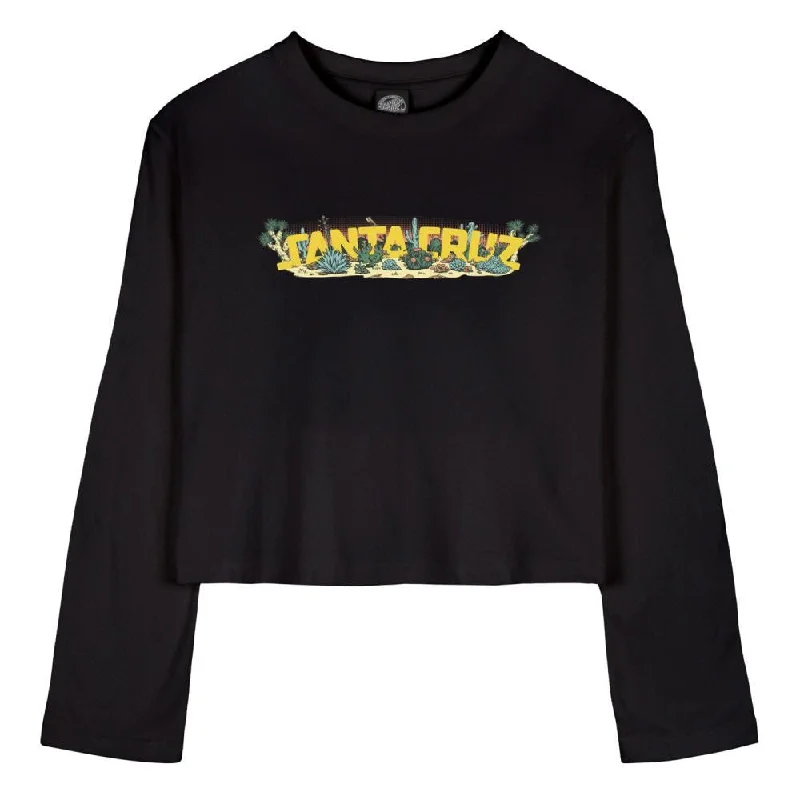 Santa Cruz Womens L/S T-Shirt Desert Strip - Black-- Graphic T-Shirt Round Neck Polyester