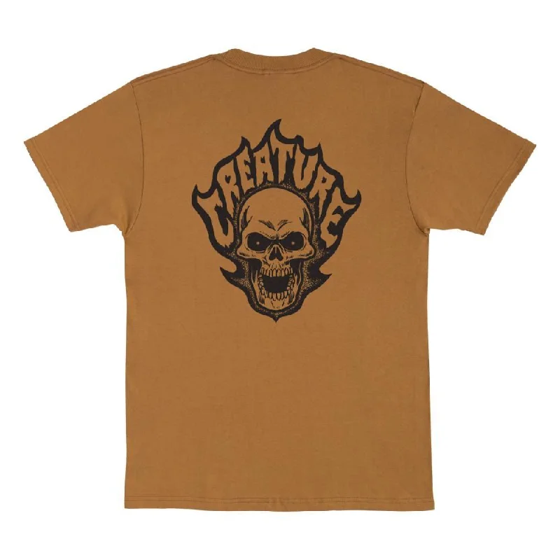 Creature T-Shirt Bonehead Flame - Brown Sugar-- Rayon Velvet Corduroy