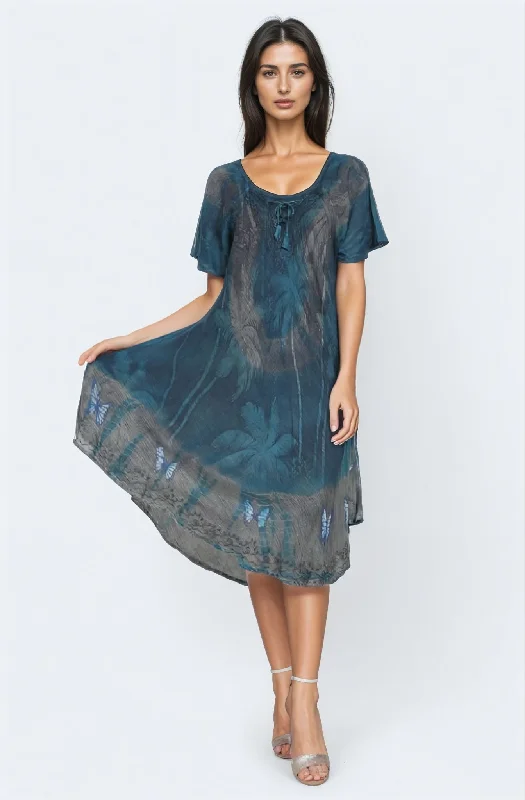 Butterfly Block Print Double Dye Umbrella Dress UDS48-2406 Tunics Occasion special