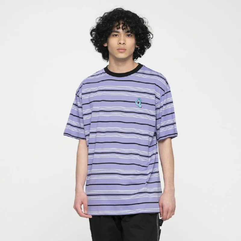 Santa Cruz Custom T-Shirt Mini Hand Stripe T-Shirt - Digital Lavender Stripe-- Collared T-Shirt Boat Neck A-Line Santa Cruz Custom T-Shirt Mini Hand Stripe T-Shirt - Digital Lavender Stripe-- Collared T-Shirt Boat Neck A-Line
