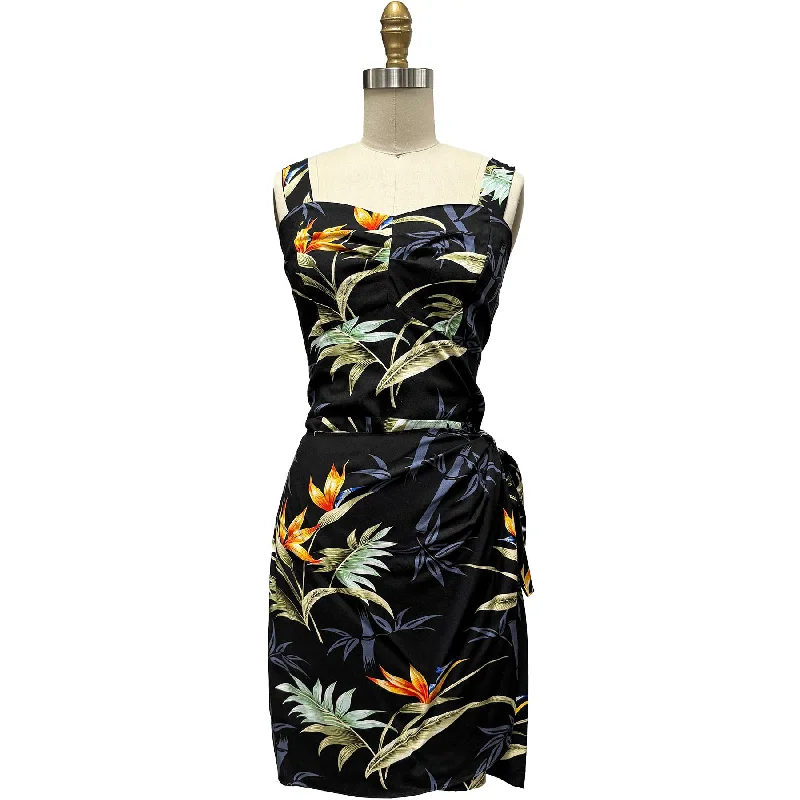 Bamboo Paradise Black Sarong Dress Tunics Fall fleece
