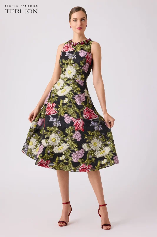 Floral Jacquard Halter Dress Tunics Trousers formal
