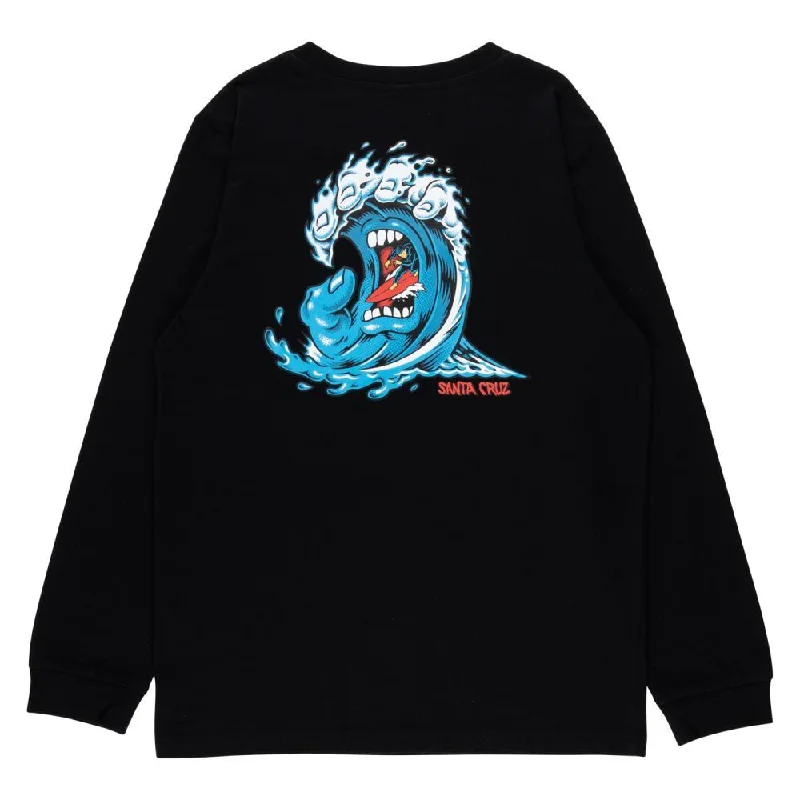 Santa Cruz Youth L/S T-Shirt Youth Screaming Wave - Black-- Thin T-Shirt Open Front Quick Dry Santa Cruz Youth L/S T-Shirt Youth Screaming Wave - Black-- Thin T-Shirt Open Front Quick Dry