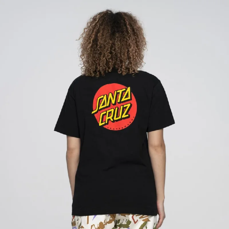 Santa Cruz T-Shirt Classic Dot Chest T-Shirt - Black-- Print Jacquard Patchwork