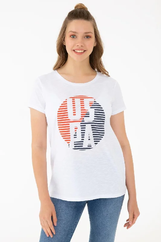 US Polo Assn. Crew Neck T-Shirt USPA Strips - Women-- Wool Fabric Cashmere Fabric Tweed Fabric US Polo Assn. Crew Neck T-Shirt USPA Strips - Women-- Wool Fabric Cashmere Fabric Tweed Fabric