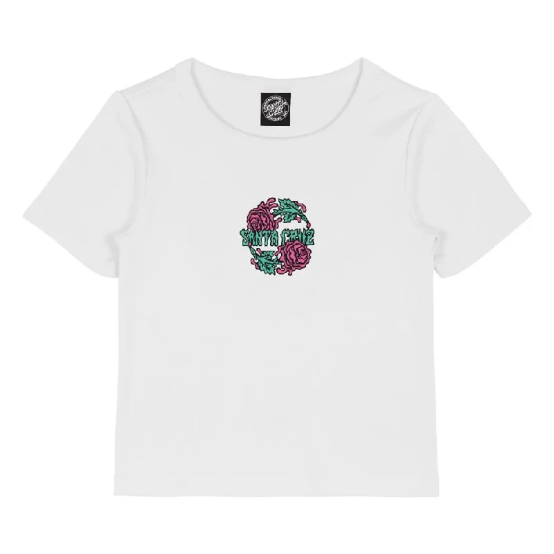 Santa Cruz Womens T-Shirt Dressen Rose Crew Two Front - White-- Thin T-Shirt Open Front Quick Dry Santa Cruz Womens T-Shirt Dressen Rose Crew Two Front - White-- Thin T-Shirt Open Front Quick Dry