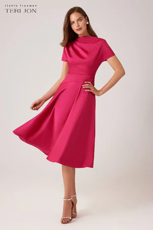 Pebble Satin Asymmetrical Skirt Dress Tunics Timeless classic